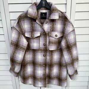 Bagatelle Plaid Shacket Thick Jacket Purple Brown Size M